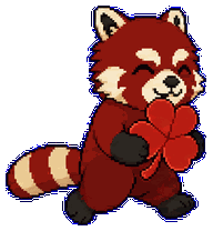 Maroon, an animated red panda mascot running